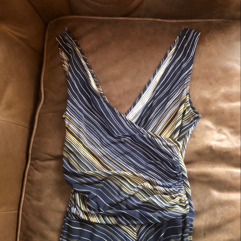 Cross-front BCBG midi stripe dress